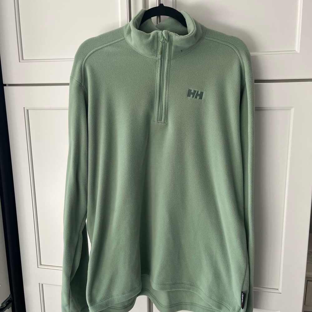 Men’s Helly Hansen Green Quarter Zip Up Fleece with Stand-Up Collar